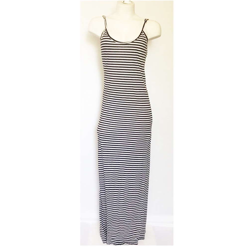 TYSA Black and White striped Maxi dress low back